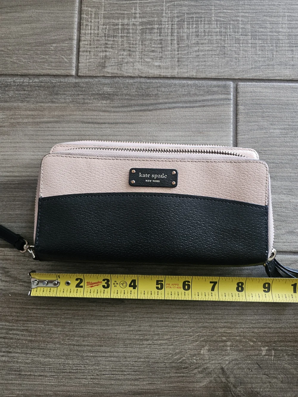 kate spade Two-Tone Blush Pink and Black Zip-Around Wrist Wallet